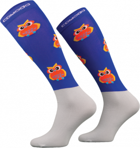 Skarpety jeździeckie z mikrofibry Design sowy fioletowe