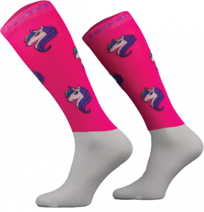 Skarpety jeździeckie z mikrofibry Design jednorożce różowe neon