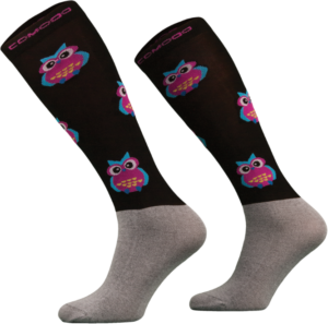 Skarpety jeździeckie z mikrofibry Design sowy czarne