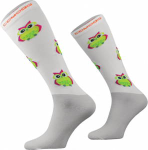 Skarpety jeździeckie z mikrofibry Design sowy białe
